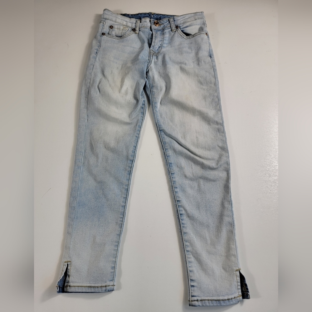 Girl’s 7 For All Mankind The Ankle Skinny Jeans Size 12 light wash stretch
